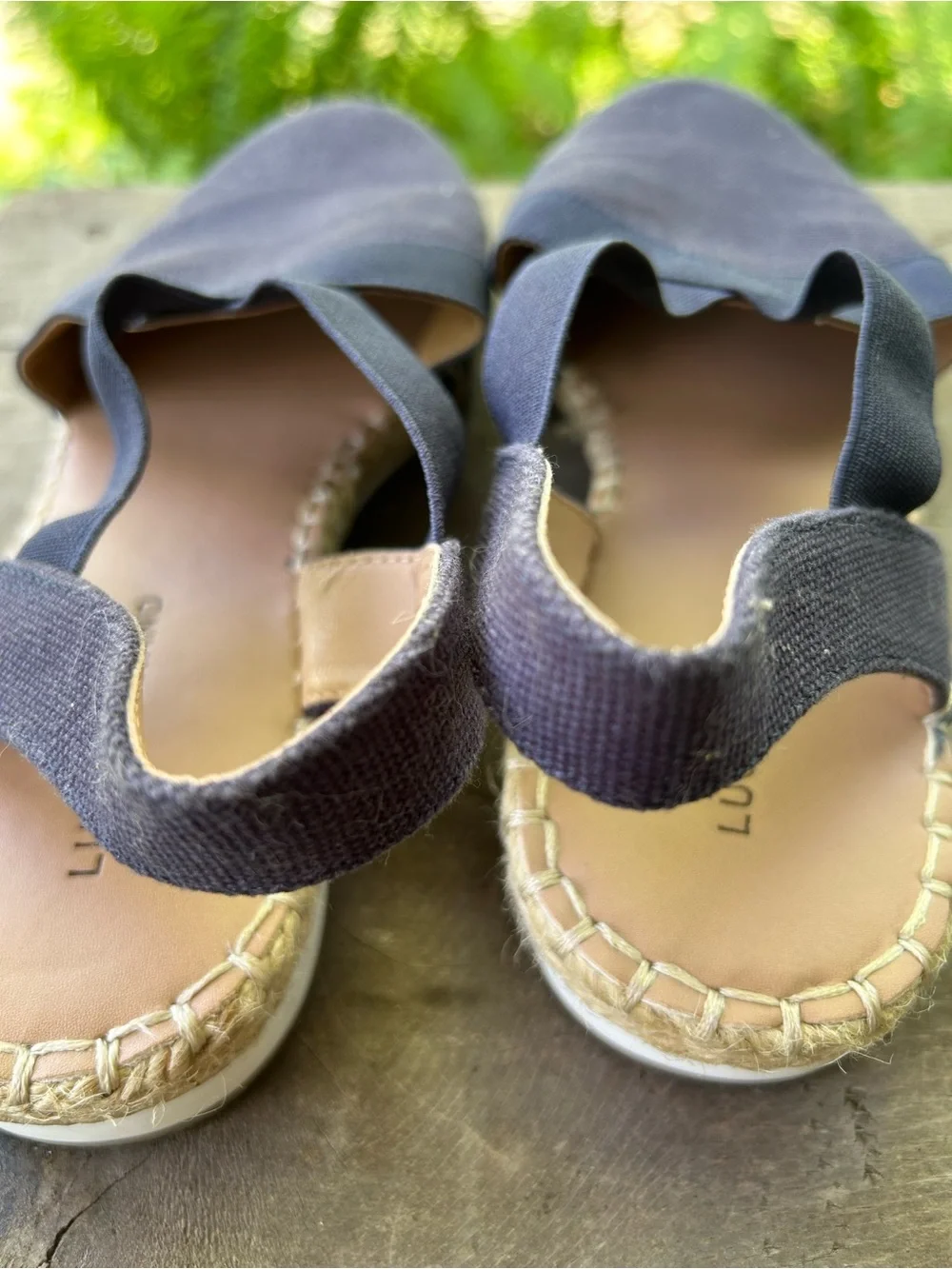 Lucky Brand Sandals Womens 7.5 M Rifka Espadrille Slingback Flats Blue Fabric